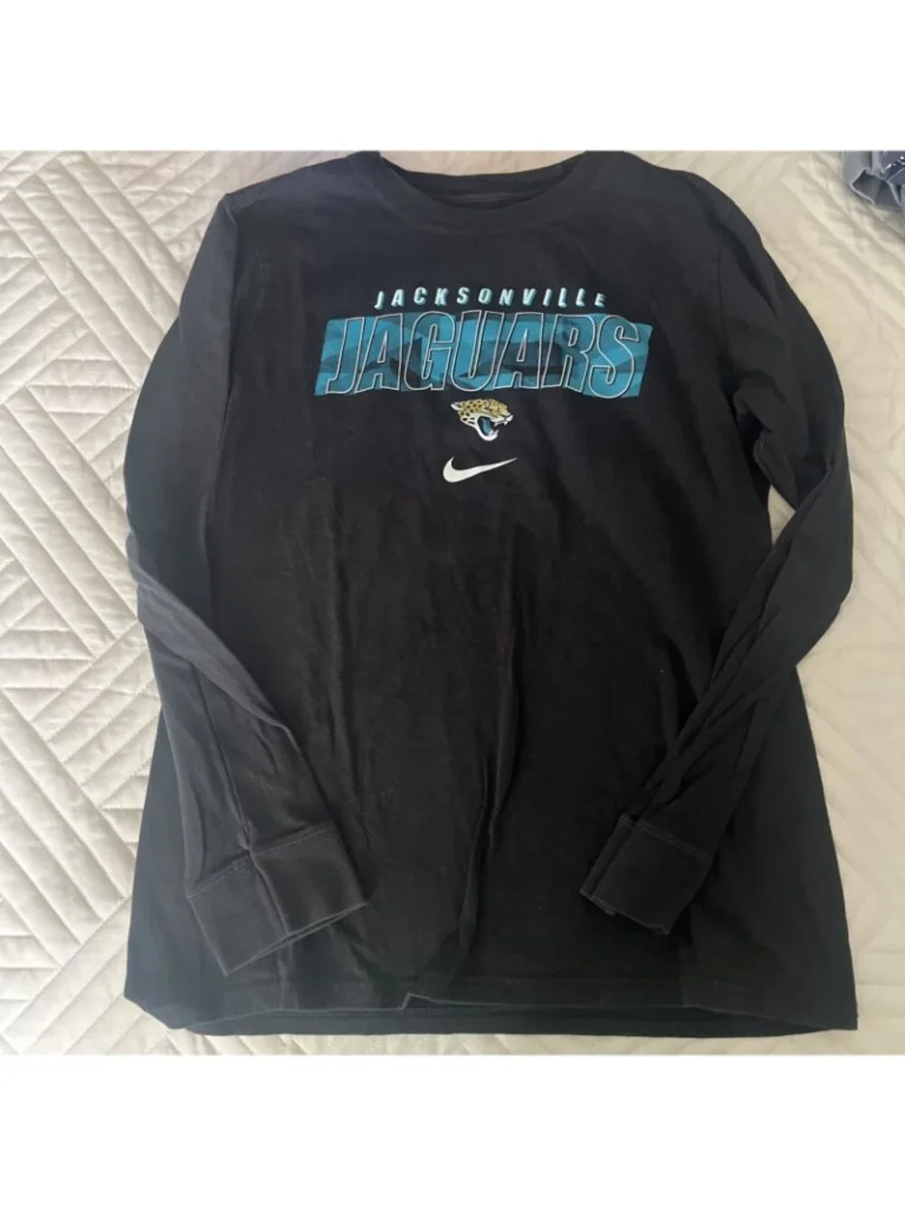 Kids Youth Long Sleeve Jacksonville Jaguars Black Tshirt Large 14-16 Nike